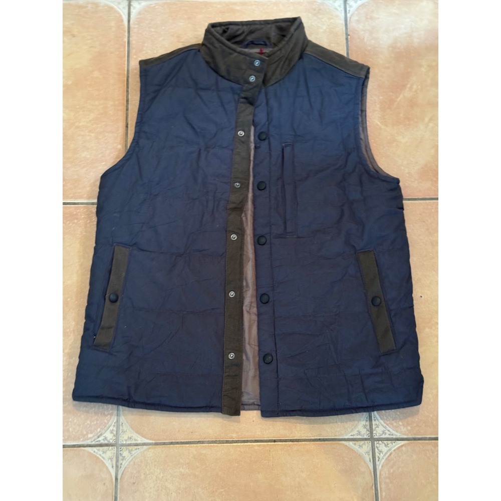 Jeremiah Men's Size M Vest Blue Brown Hiking Quilted ;
